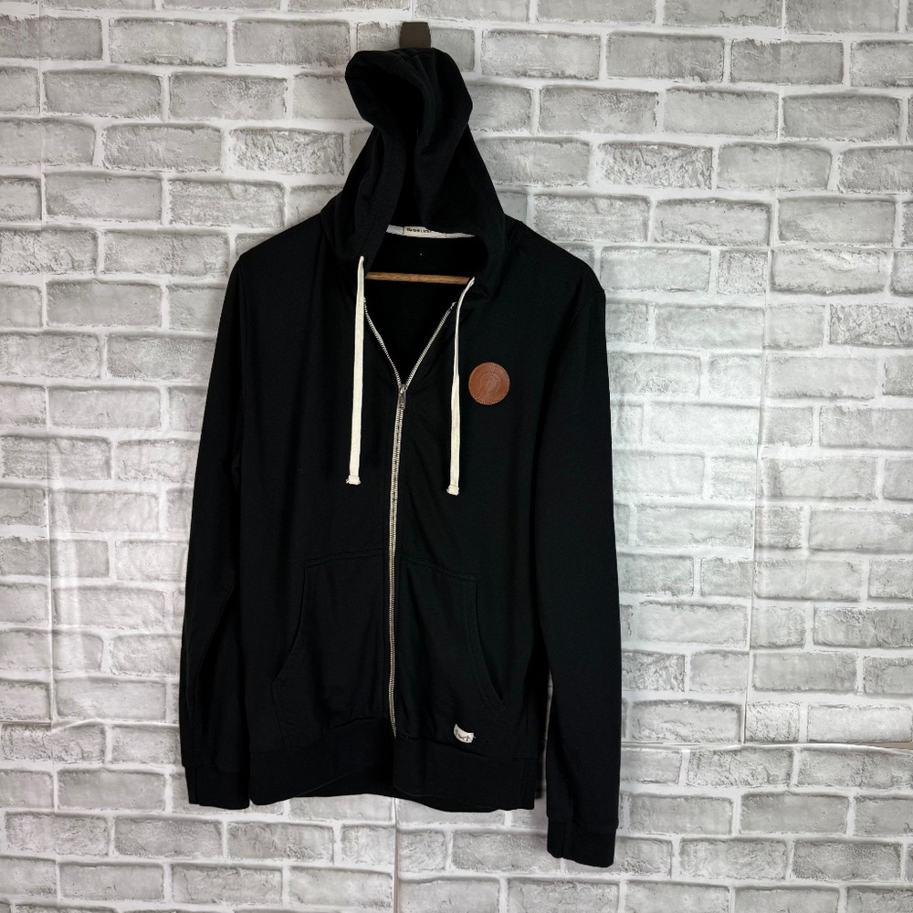 Marine Layer Solid Black Soft Lightweight Full Zip Hooded Sweatshirt Mens SMALL
